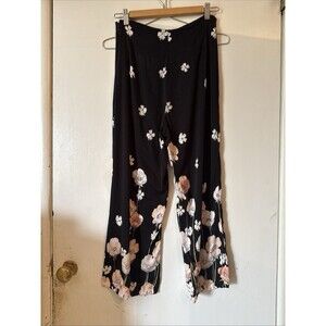 Urban Outfitters Wide Leg Floral Pants Black | Small Petite